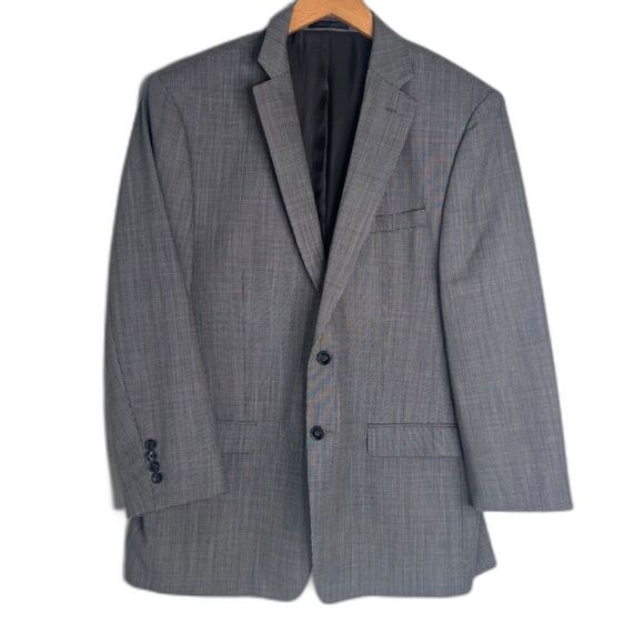 Calvin Klein 100% Wool Pattern Black Gray Sports Coat Blazer Jacket Size 44R - Picture 1 of 11